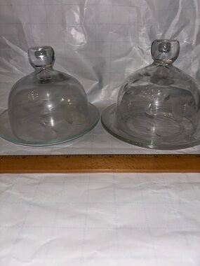 2 Vintage Princess House Crystal Heritage Cheese & Cracker  Dome Covered Dish